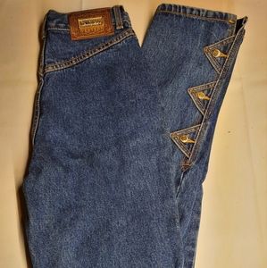 VTG Lawman Western Jeans Women's Size 3/4 Bareback Mom High Rise Blue Denim (9)